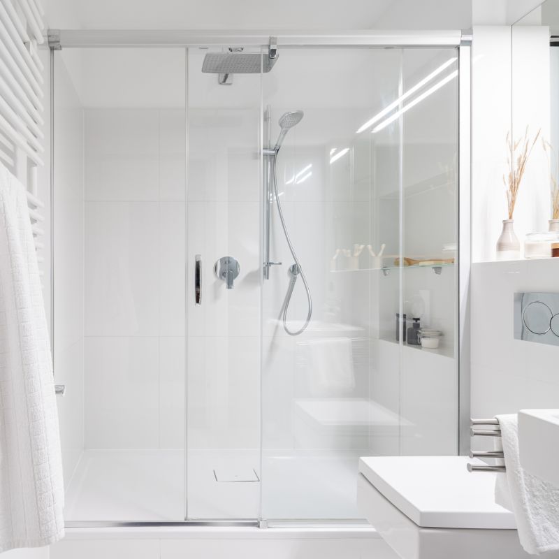 Glass Shower with Modern Hardware